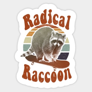 Radical raccoon on a skateboard retro Sticker